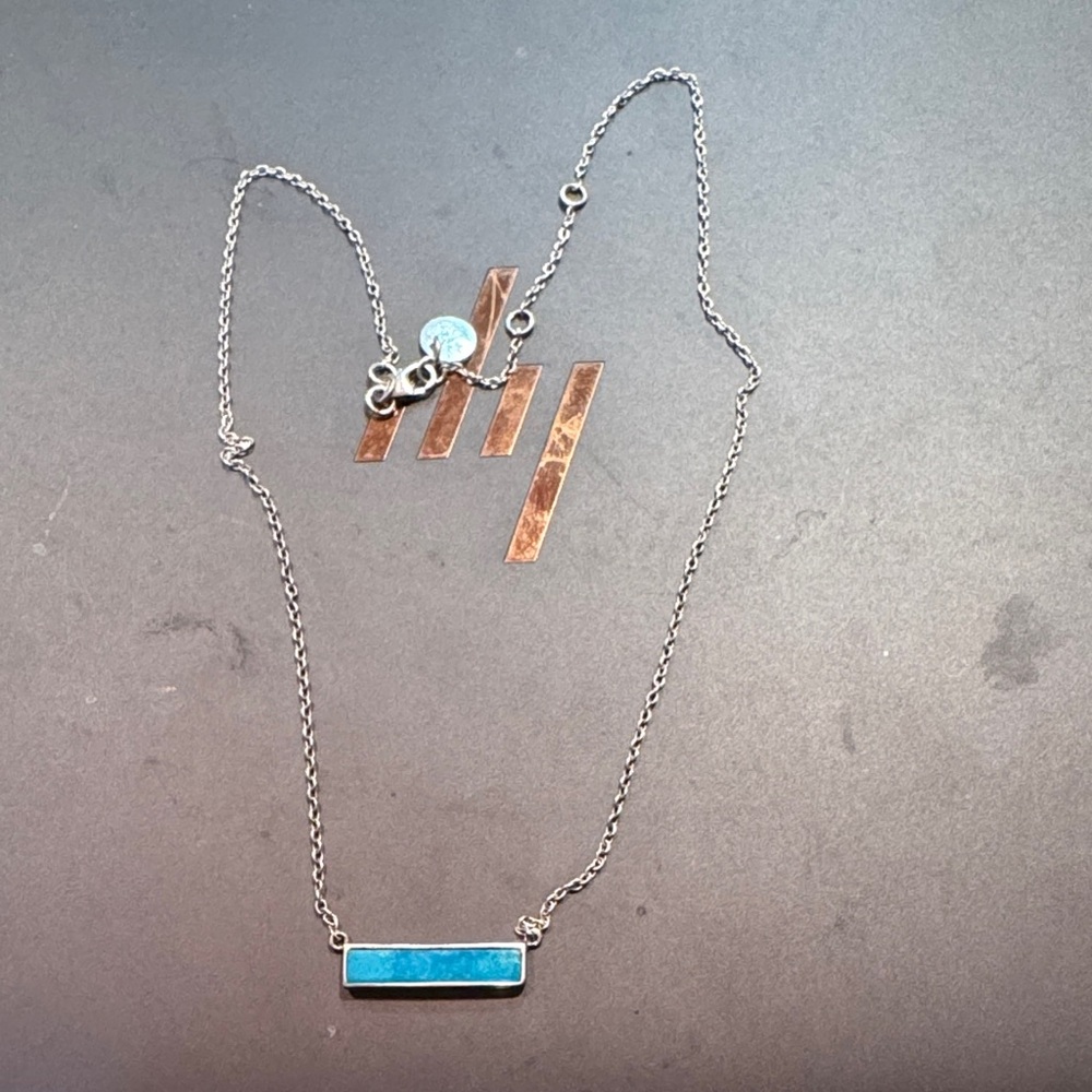Pura vida Silver and Turquoise Bar Necklace